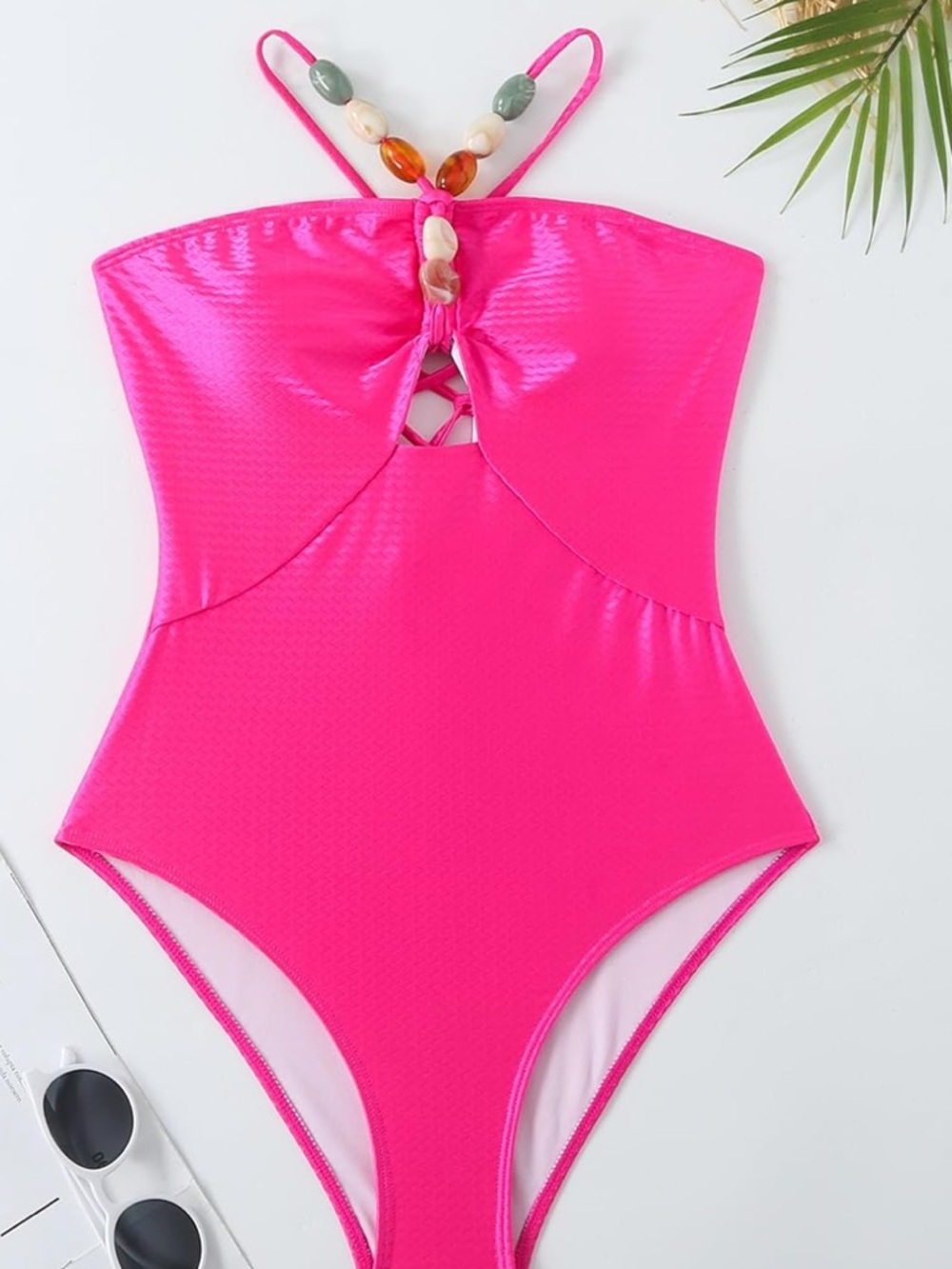 Hot Pink One Piece Swimsuit with Cover up Set - Picture 3 of 9